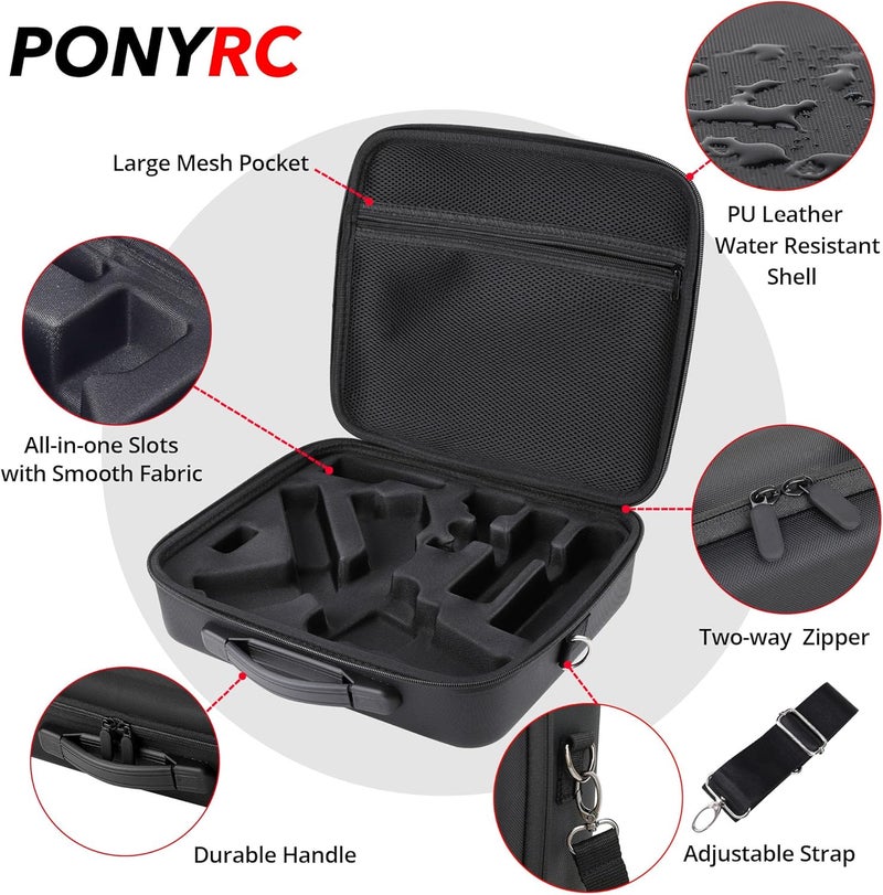 PONYRC حقيبة حمل RS 4 ميني، حقيبة سفر محمولة مقاومة للماء من جلد PU لتخزين الكتف لجهاز DJI RS 4 ميني كرييتور كومبو، مثبت خفيف الوزن وإكسسواراته - Image 4